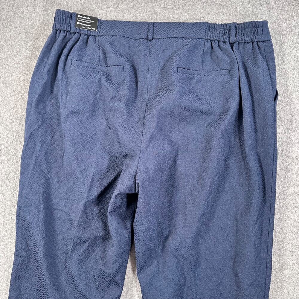 Zac & Rachel Navy Blue Textured Slim Ankle Pants Women's 18W New Straight Leg - Picture 11 of 12